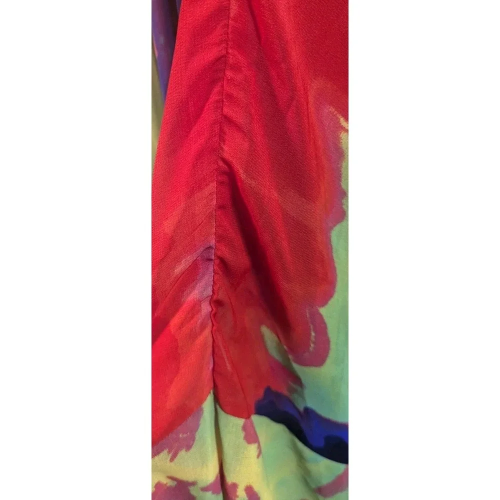 Maxi‎ dress 1X Layered Bold Coloful Tropical Flowy Beachy Resort Ocean Cruise
